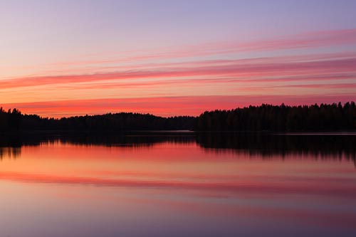 sunset lake reflection